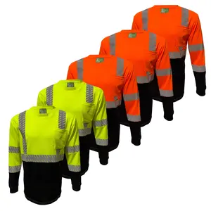 5 Pack Shirt High Visibilty long sleeve safety shirt with 2" Heat Transfer reflective strip (SEE DESCRIPTION FOR SIZE INFO)