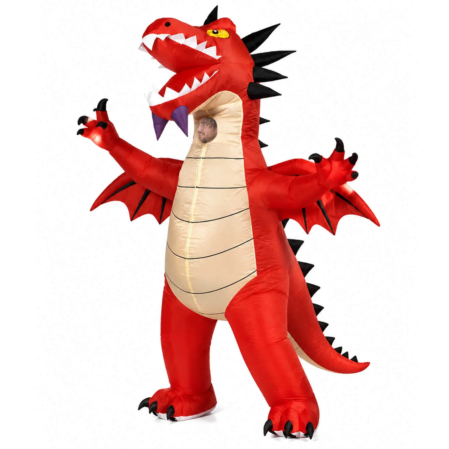 Adult Inflatable Dragon Costume, Funny Red Dinosaur Blow Up Costume for Halloween Party, Carnival, Cosplay & Events