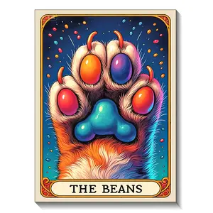 Cute Colorful Cat Paw Diamond Painting Kit 30x40cm Full Round Drill DIY Art Canvas Beginner Friendly Stress Relief Craft Home Wall Decor Gift