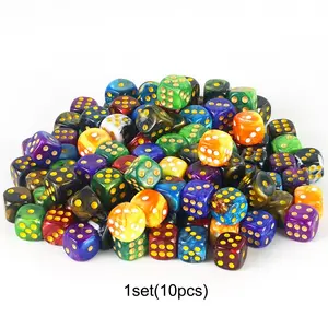 Mini 6-Sided Dice Set, Dual Color Dices with Standard Pips, 12mm Rounded Corners, Perfect for Board Games, 10 Pieces