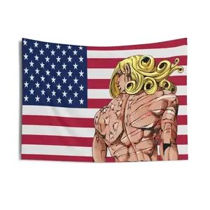Aesthetic Anime Tapestry Flag, D4C JJBA USA Wall Hanging, Jojos Anime Meme Decor, Indoor Room Art, Gift Flags Art Poster Dorm Bannervalentine's wall decor flags
