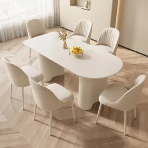 Guyii 70 Inch Modern Dining Table Set with 4/6/8 Chairs Cream White Indoor Kitchen Bar Living Room Breakfast Nook Small Space Assembly Required rectangular dining room table