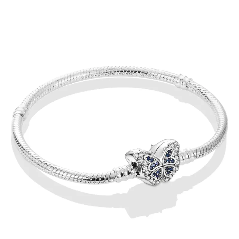 MULA S925 Silver-Plated Butterfly Bracelet | Set with Sparkling Zirconia | Inspired by Nature | An Elegant Gift for Women | Can be paired with Pandora charms and beads