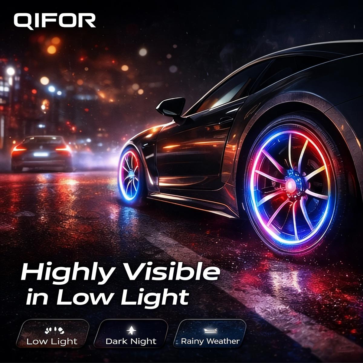 QIFOR LED wheel light Waterproof Luminous Car Tire Valve Caps Vibration-Sensitive LED Tire Valve Cap-bicycle car motorcycle tire led