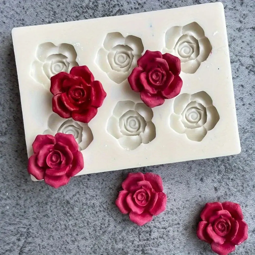 6-Cavity Rose Silicone Mold for Aromatherapy Candles & Handmade Soap, Ideal for DIY Craft Projects, Handmade Crafts, Perfect for Baking & Soapmaking Enthusiasts, Molding, Soap Molds