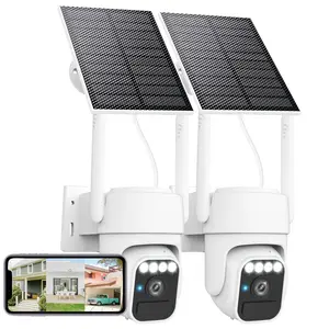 Solar Camera Outdoor Wireless 2 Packs,Two-Way Talk, Color Night Vision,  Wi-Fi Camera with Pan & Tilt Control, Motion Detection, SD/Cloud Storage, 2.4GHz Wi-Fi, IP65 Rated