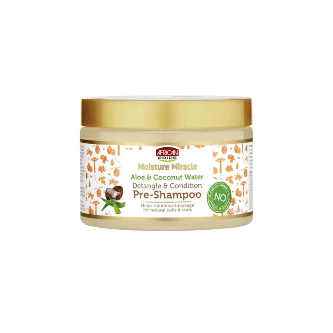 African Pride Pre-Shampoo Treatment Aloe and Coconut Water Moisture Miracle Detangle and Condition