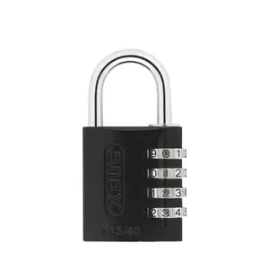 ABUS 145/40 C Lightweight Aluminum 4-Dial Resettable Padlock, Black, Compact Locking Tool for Hardware Security Applications