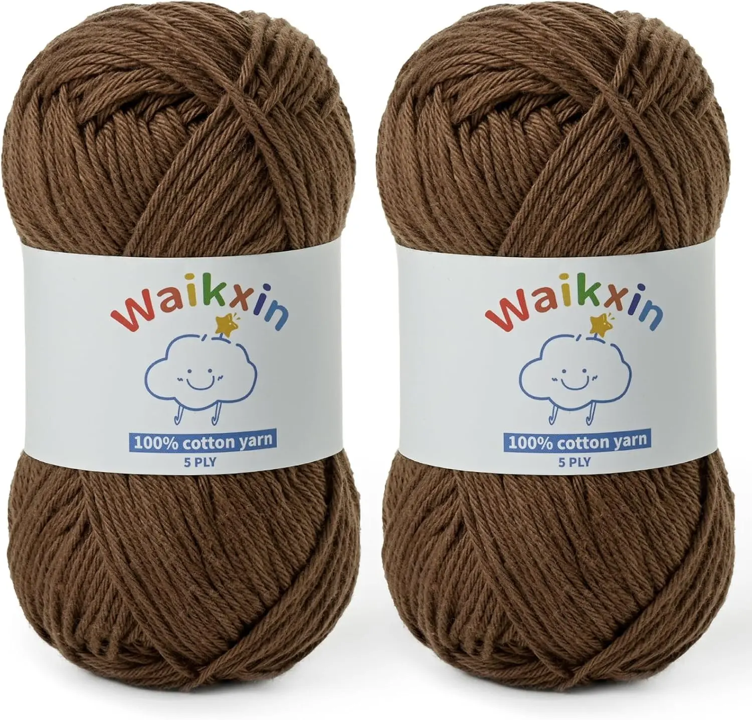 Cotton Yarn for Crocheting - 262.4yds / 3.52oz Baby Yarn for Crocheting Soft - 100% Milk Cotton Yarn 5 Ply Crochet Amigurumi Yarn for Crafts&Puzzle/Socks/Hats(2 Light Coffee)