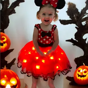 UPORPOR Light Up Girls Dress Up Clothes Halloween Christmas Costume Birthday House Cosplay Party Outfit Red for Kids, Accessories not Included, Mothersdaygift