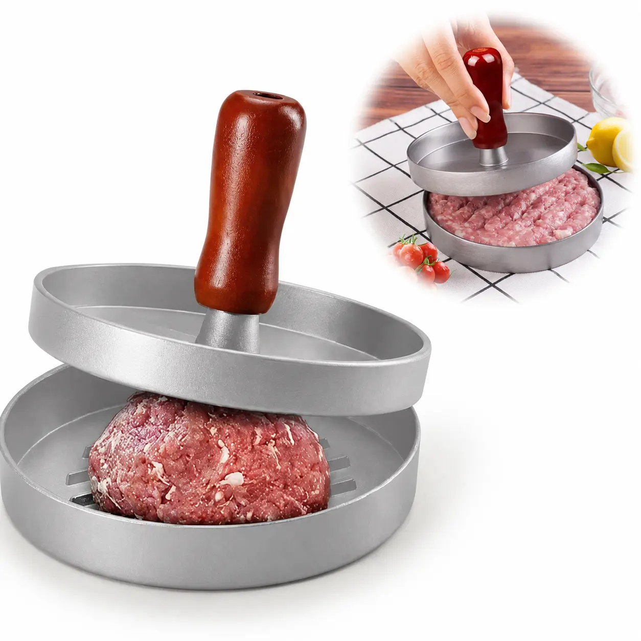 Single Non-Stick Burger Press Patty Maker - Smooth, Lightweight, Sturdy Kitchen Utensil for Griddle, BBQ Cooking, Handheld Labor-Saving Meat Shaper for Uniform Beef, Cheese, Veggie Patties, Utensils