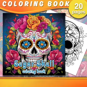 1PC Sugar Skull Coloring Book for Adults, 20 Single Sided Drawing Pages, Stress Relief Tool, Perfect Birthday Gift for Friends Painting Lovers