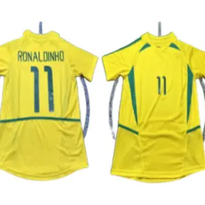 Avosezu 11 Brazilian National Football Team 2002 World Cup Yellow Jersey High Quality Polyester Moisture-wicking Fabric mexico jersey soccer jerseys