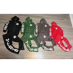 Future Millionaire Set - Premium Quality with Rhinestones All Over, Silk In Hoodie, "Pennies To Millions" on Left Leg, "I'm Get Money Till I'm In Grave" on Back of Jacket