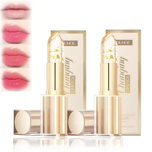 OUHOE Transferproof Color Changing Lipstick,Gold Crystal Ph Lipstick Color Changing,Long Lasting 24 Hours Moisturizing Glossy Shine Lip Gloss for Women