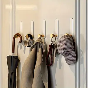 Adhesive towel hooks for bathroom (pack of 2), suitable for hanging heavy objects. Equipped with a strong adhesive design, they are applicable to hanging clothes, bathrobes, shower hooks, etc. in places such as kitchens, wardrobes, cabinets, and doors.