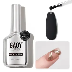 Matte Gel Top Coat, 16ml Powder-Resist Matte Finish for Detail Chrome Powder Painting Long Lasting UV Gel Nail Art DIY