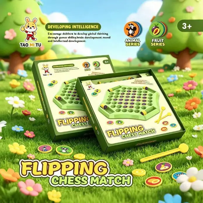 Kids Tabletop Educational Game: Fruit Memory Matching Flip Chess with Finger Sticks. Ideal early learning toy for parent-child bonding. Montessori Interactive play trains focus, boosts memory, and promotes hand-eye coordination for preschool kids.