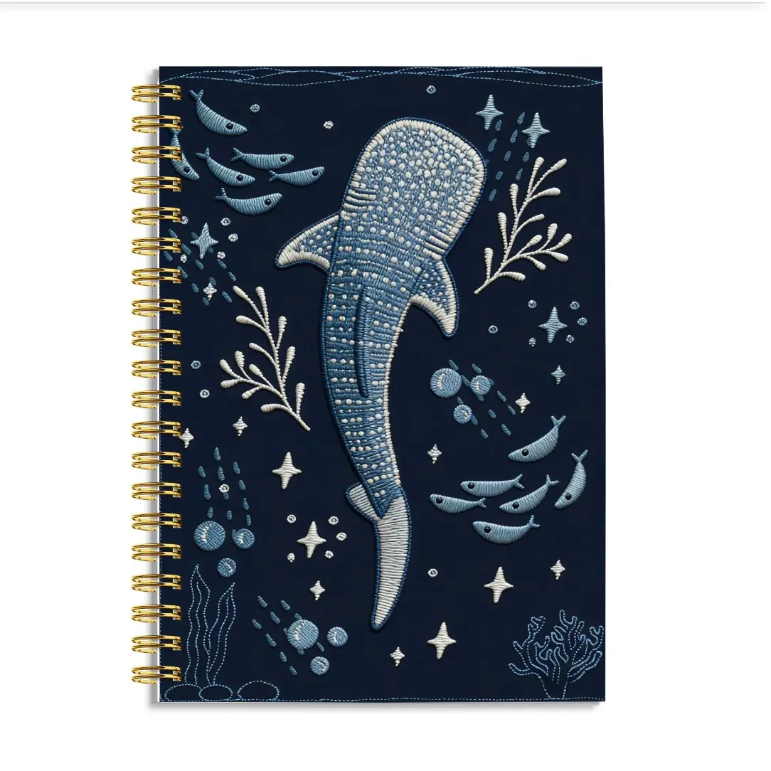 Whale Shark Pattern Spiral Bound Notepad Journal, Aesthetic Notebook - 1 Piece 5.5x8.3 inches - Marine Life Design, Deep Blue Ocean Theme, Suitable for Office Supplies, Study, Work Notes - Gift for Ocean Lovers