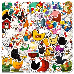 Funny Chicken Stickers Pack 56PCS Vinyl Waterproof Decals for Laptop Water Bottle Phone Scrapbook Luggage Helmet – Cute Farm Animal Cartoon Sticker Set