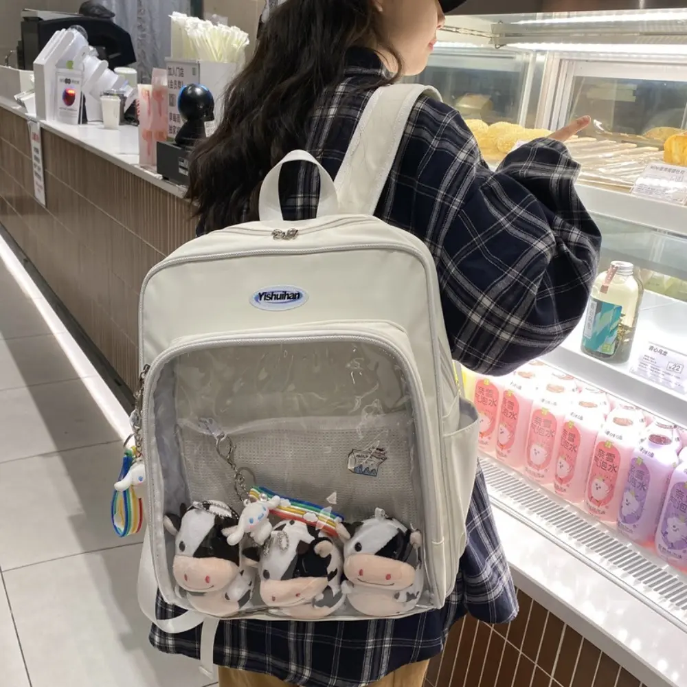Japanese Style Itabag Student Shoulder Bag Schoolbag Tutoring Bag Transparent PVC Badge Backpack DIY