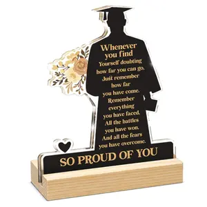 2026 Graduation Gift, Inspirational Boy Graduation Decoration, Proud 'proud of You' Acrylic Sign, Desk Decor Souvenir, Plaque Gift