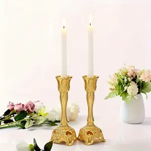 2-Pack Metal Alloy Candle Holders, 6-Inch Long, 1.6-Inch Candle Holder, Wedding Party Decor, Home Gathering Gift