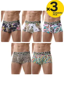 2/3/4 Pcs Random Color Men's Printed Boxer Briefs, Ice-Cool Breathable Fabric, Body Shaping for Home, Fitness & Sports, Underwear