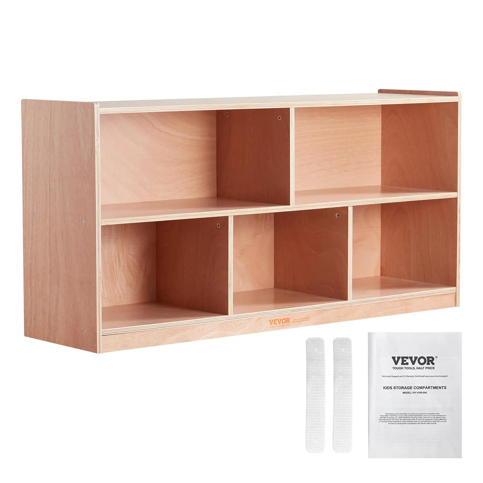 VEVOR Cubby Mobile Tray Storage Cabinet,  , 5-Compartment Cubby Storage Shelf, Cubby Storage Cabinet 2-shelf, Classroom Cubbies, Classroom Furniture for Home, Daycare and Preschool, Natural