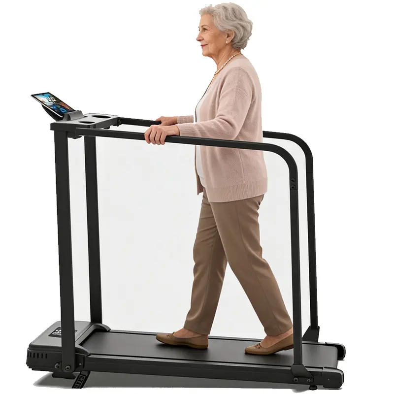 Ancheer 2.5HP Folding Fitness Treadmill for Adults - 300 lbs Capacity, Full-Length Handrails, 5% Incline, Adjustable Speed, Remote Control, LED Display, Cup & Phone Holder, Collapsable, Convenient Exercise Gear for Walk at Home, Small Space Portability