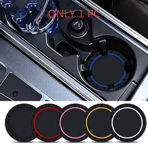 2pcs Car Coaster Set Non-Slip Silicone Mat For Car Water Cup Auto Interior Anti-Slip Cup Pad Drink Holder Mat Decoration Accessories