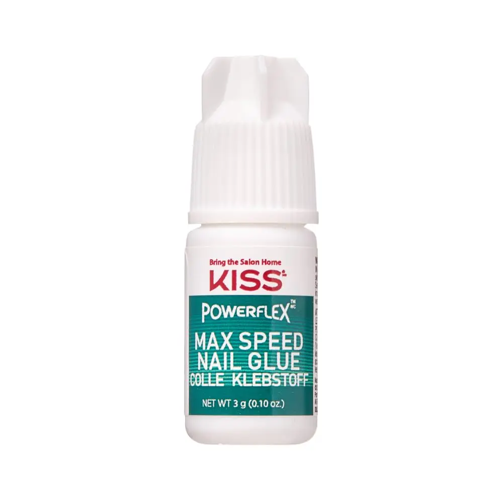 KISS PowerFlex Maximum Speed Nail Glue - Fast Drying Adhesive for Glue-On Nails & Repairs with Nozzle Tip Applicator, 0.10 oz Bottle