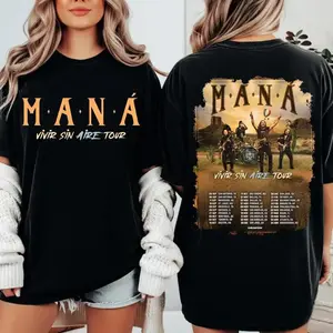 Gildan Maná Tour 2026 T-Shirt Unisex Cotton Soft Tee Classic Fit Spandex Stretch Gift for Fans Rock Band Graphic Streetwear Fashion Top