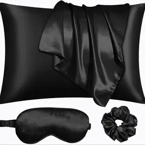 3PCS/SET .Satin Sleep Set | Softer Than Silk Pillowcase & Eyemask Set - Includes 1 Satin Pillowcase, 1 Satin Eye Sleeping Mask & 1 Satin Scrunchie