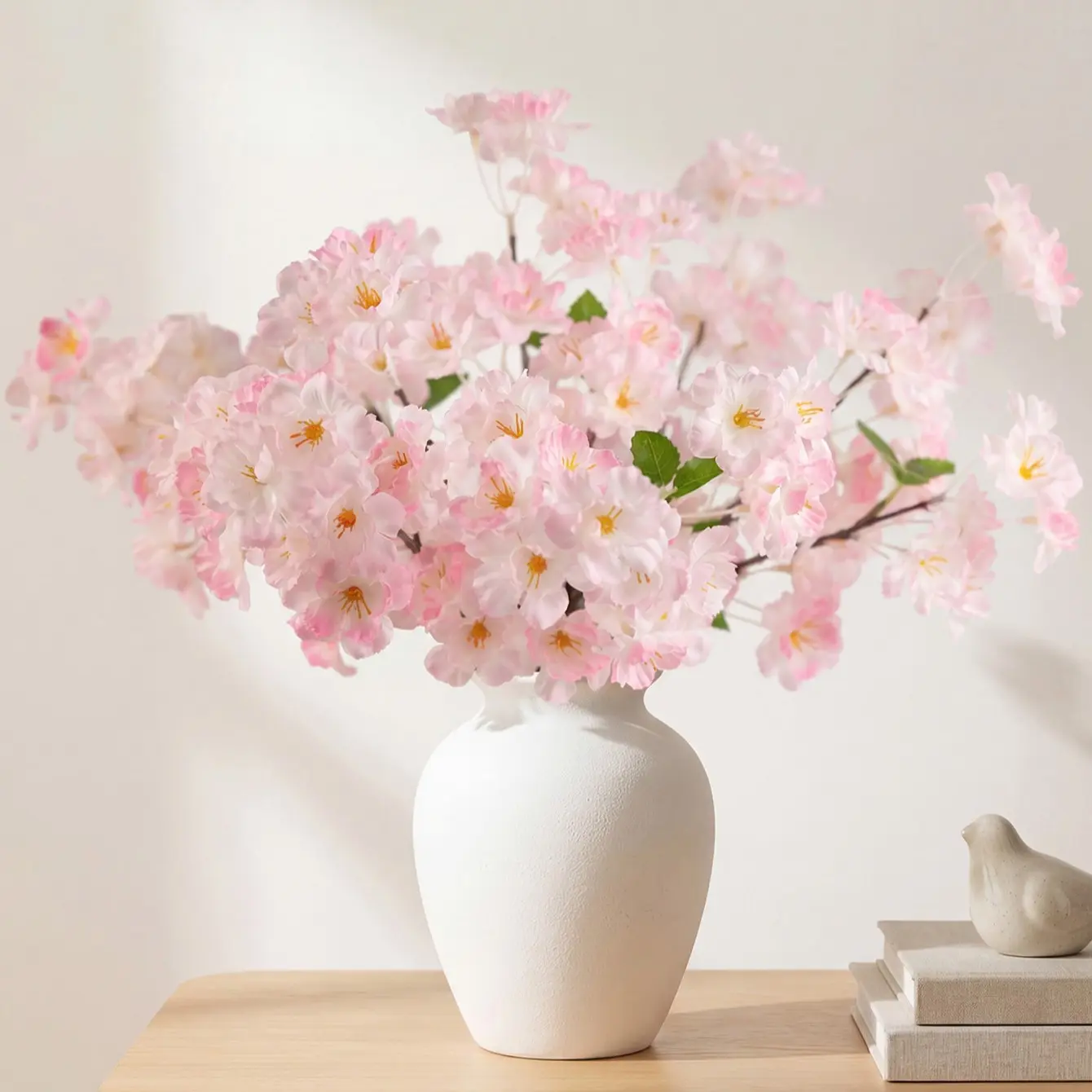 10pcs Cherry Blossom Branches Artificial Flowers Faux Decorative Flowers 37.5cm, Faux Flower Decorations, Faux Floral Decor, Suitable for four-season home decoration, wedding decoration, table centerpiece, vase DIY decoration