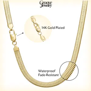 14K Gold-Plated Snake Cuban Link Chain Necklace 20”/24”, Tarnish-Free, Shiny Layering Jewelry for Men & Women, Gift Ready Stainless Steel hip hop