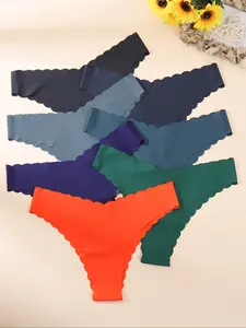 5/6/7/8/10Pieces Women's Sexy Fitted Triangle Panties, 5-10 Pack, All Seasons, Thin Smooth Lightweight Fabric, Wave Edge Design, Yoga & Fitness Underwear