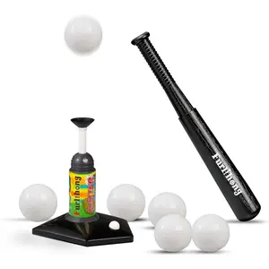 368BH T Ball Set for Kids, Baseball Launcher with Collapsible Plastic Bat and 6 Training Balls, Indoor & Outdoor for Boys & Girls
