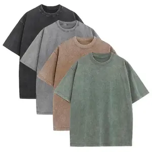 Men’s Spring/Summer/Autumn Washed American Vintage Loose Versatile Short-Sleeve T-Shirt