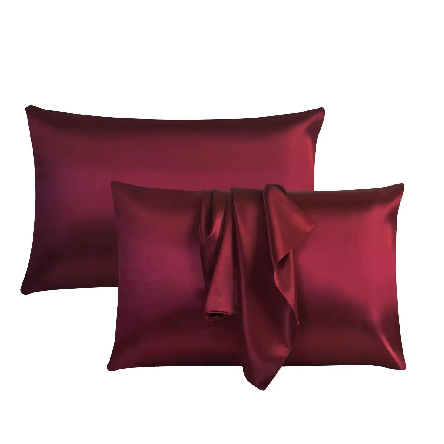 Bukyz 2-Piece Silky Satin Pillowcase Set - Smooth Texture, Solid Colors, Warm, Breathable, Soft, Skin-Friendly, Durable Luxury Standard 20''×26'' Pillow Covers, Machine Washable