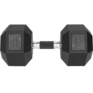Rubber Grip Dumbbells,Anti-Slip Rubber-Grip Hex Dumbbells with Rubber,Coated Cast Iron, Black Finish, 60lb/ 65lb/ 70lb/ 75lb dumbbell Single