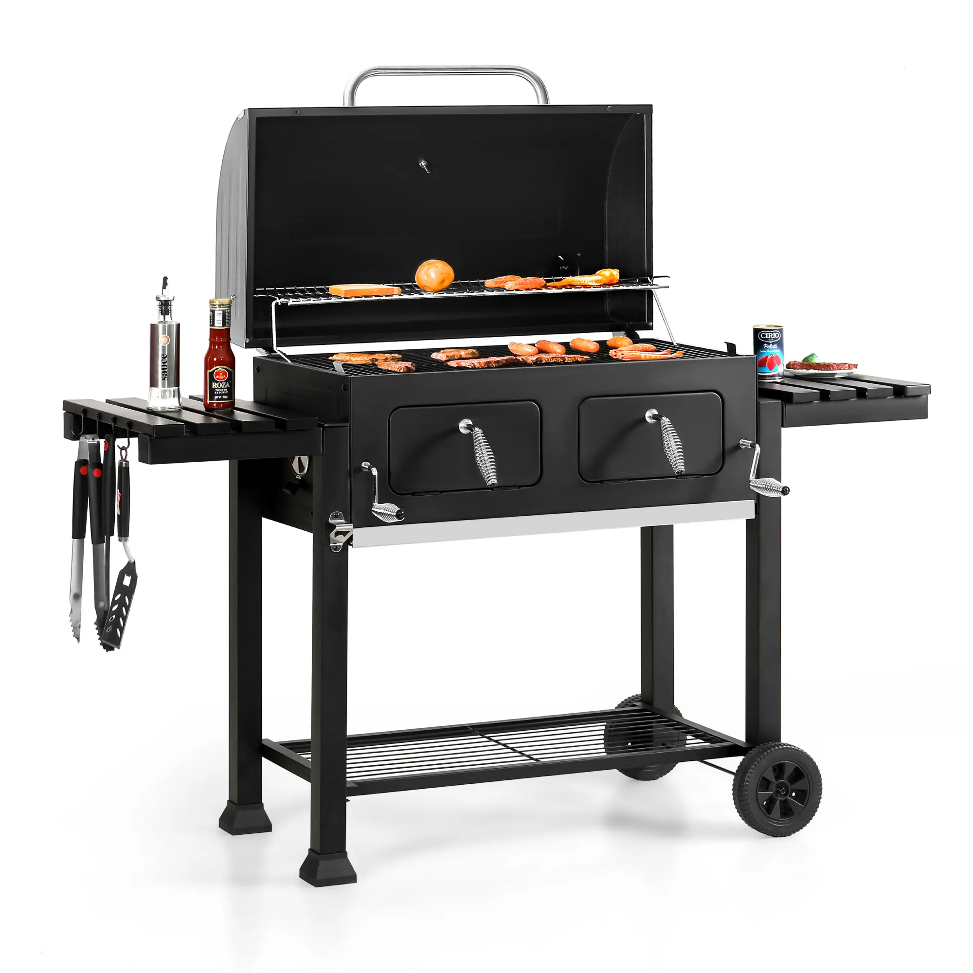 [SummerSale] PHIVILLA Extra Large Charcoal BBQ Grill, 794 SQ.IN. Cooking Area, Easy Clean Full Size Ash Tray, Enamel Grilling Racks, Smokeless, Metal Iron Barbecue