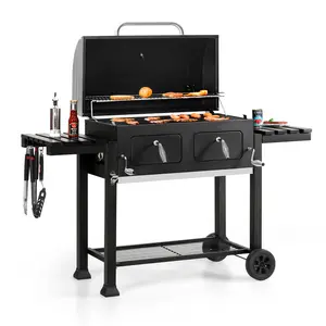 PHI VILLA Extra Large Charcoal BBQ Grill with Easy Clean Full Size Ash Tray, Enamel Grilling Racks, 794 SQ.IN. Cooking Area, Smokeless, Metal Iron Barbecue