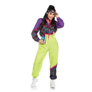 Two Pieces Rad 80's Tracksuit Costume Set, Zip-up Tracksuit with Headband