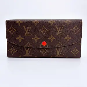 Pre-owned Louis Vuitton Monogram Emilie Wallet Poppy orange