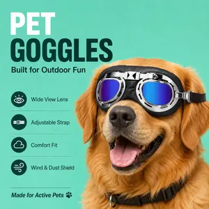 Adventure Dog Sunglasses UV Protection Eyewear for Medium & Large Dogs, Adjustable Strap, Outdoor Travel Pet Goggles, Multiple Colors