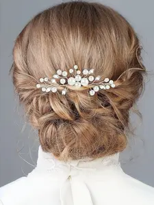 Women's Handmade Pearl Rhinestone Hair Comb Side Comb Small Hair Accessory Bridal Wedding Hairstyle Headpiece