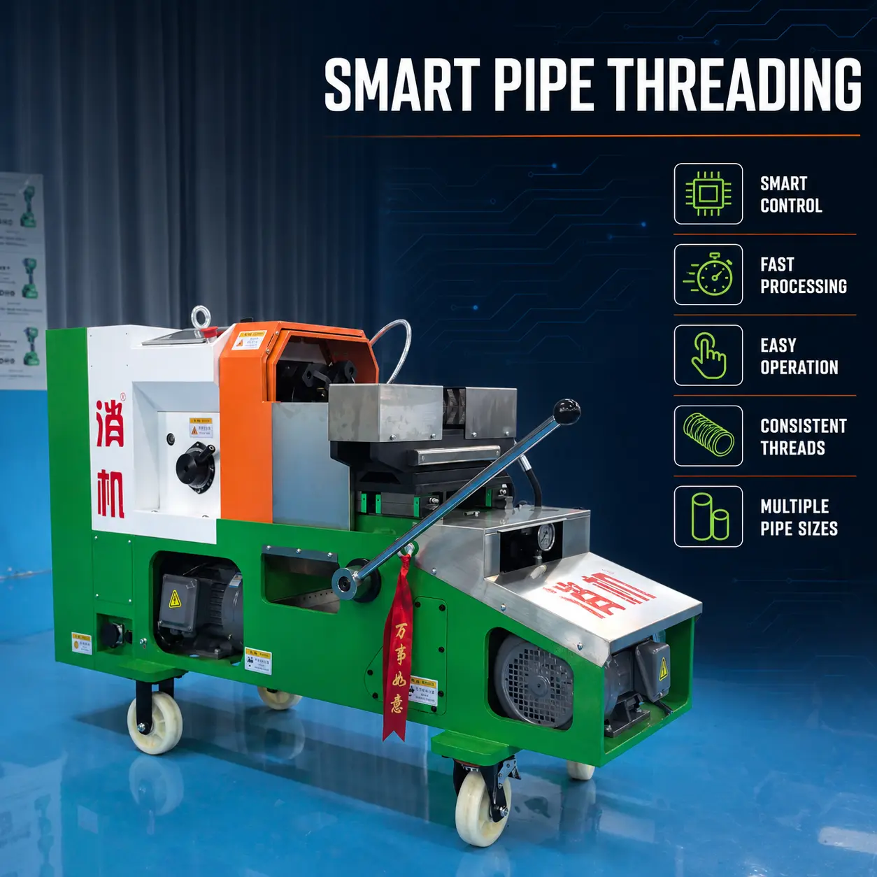 DN65 Intelligent Pipe Threading Machine – Automatic Threading Equipment for Steel Pipes, 1/2–2.5 Inch Pipe Threading