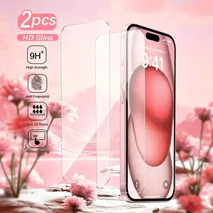 Iphone16 Series 9h+ HD Tempered Glass Film, 2-Pack, High Strength Anti-Scratch, Anti-Fingerprint, Anti-Oil, Full Scene Protection