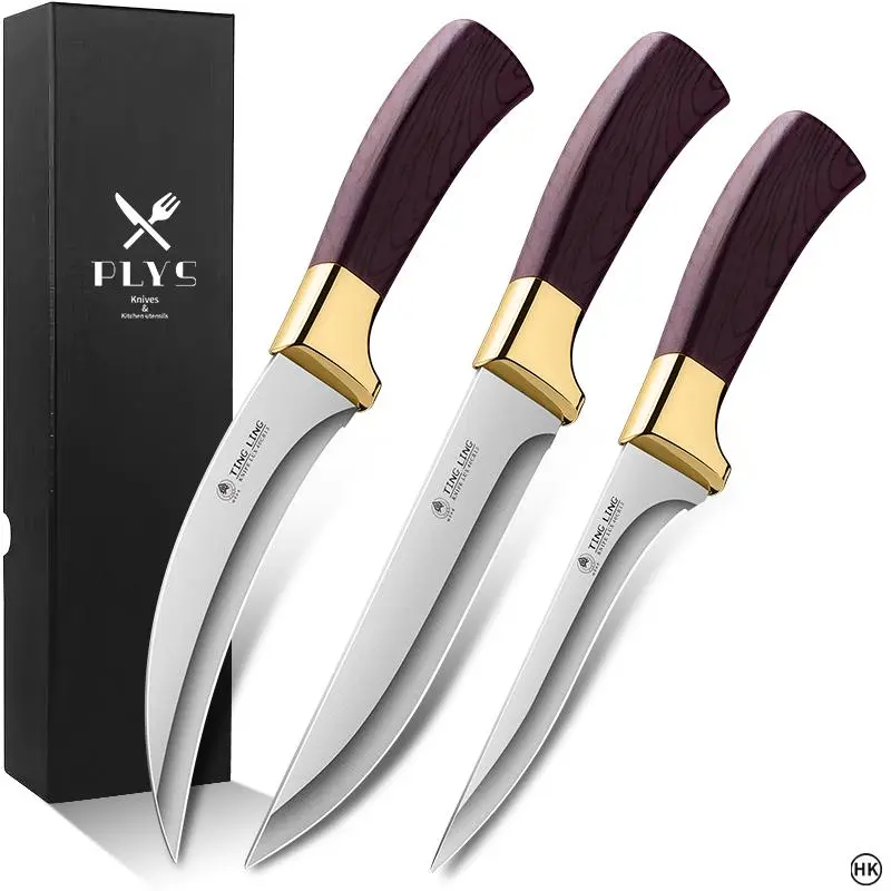 Stainless Steel Kitchen Knife Set, 3 Counts Portable Multifunctional Kitchen Meat Fruit Knife, Cooking Knives, Professional Chef Utensils for Home Kitchen Dining Room Barbecue, Stainless Steel Knives